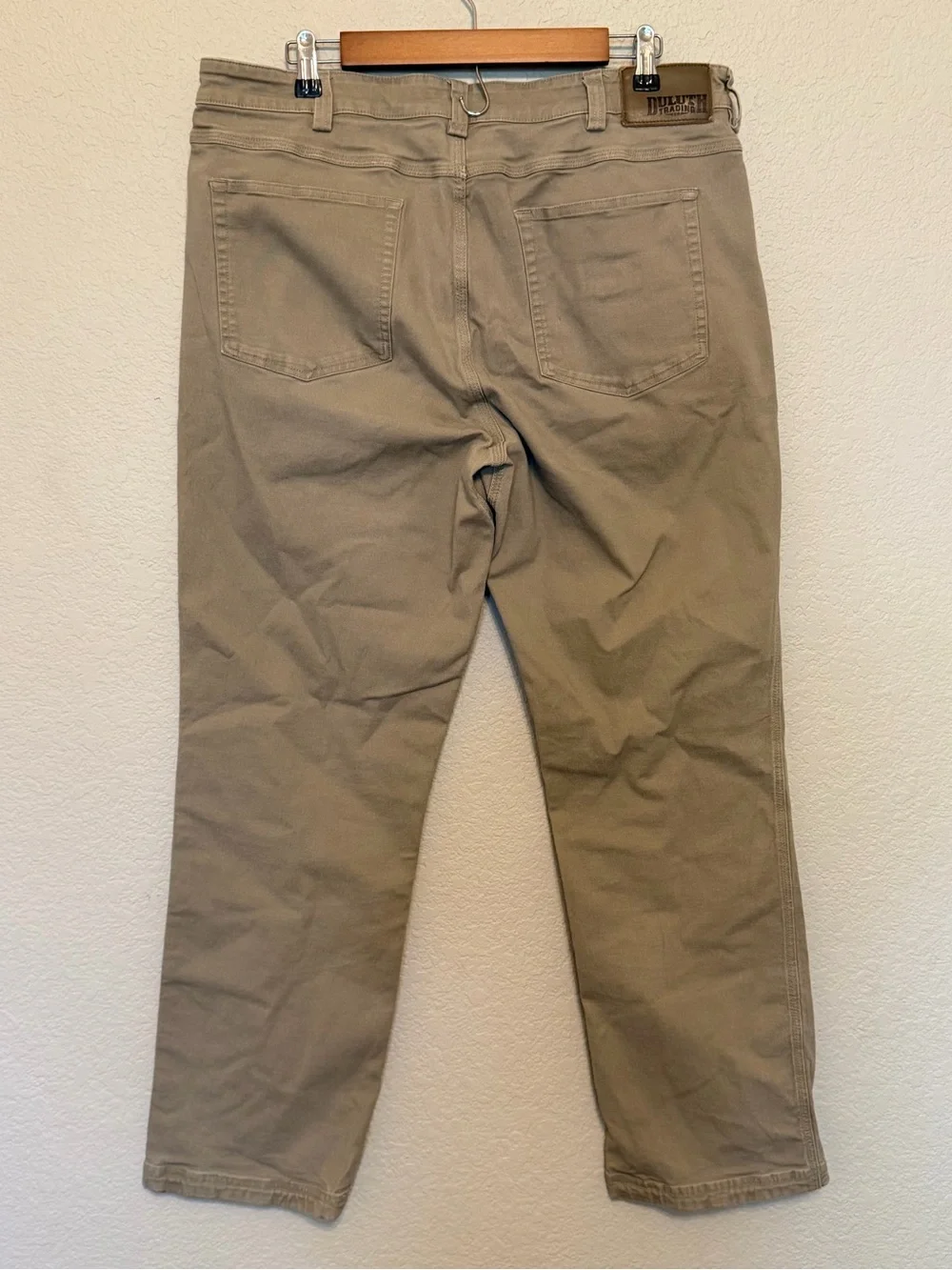 Duluth Trading Co Khaki Flex Fires Hose Relaxed Fit Straight-Leg Pants 38 by 32